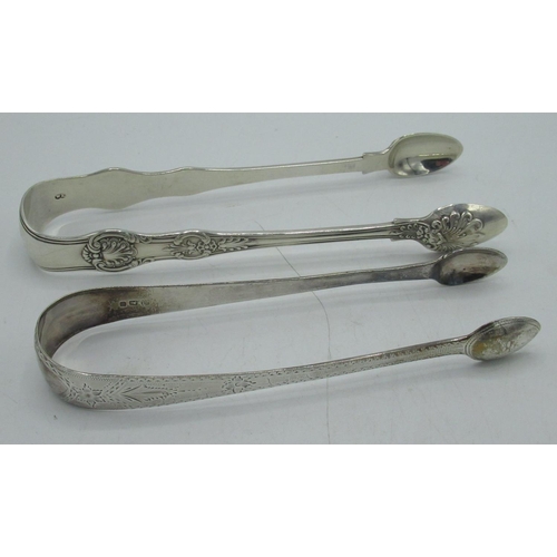 68 - Pair of Victorian hallmarked Sterling silver Kings pattern sugar bows, probably William Eaton, Londo... 