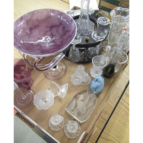 93 - Collection of glassware including Waterford glass butterfly, crystal glass decanter and six glasses ... 