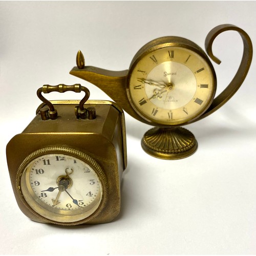 82 - Swiza clock in the form of a Genie's lamp, another smaller square travel clock (2)