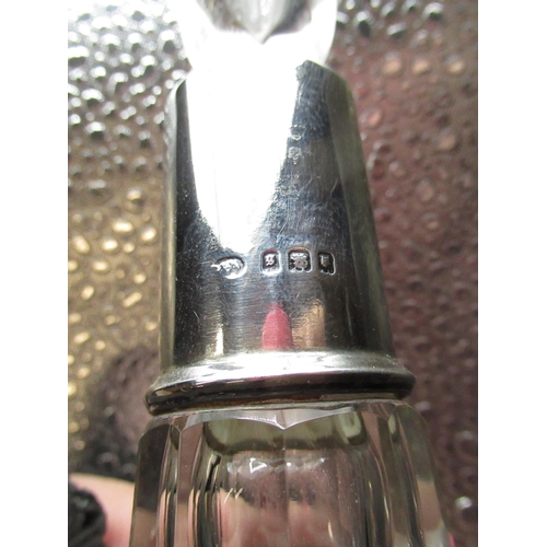 83 - Geo.V cut glass and silver mounted pear shaped dressing table bottle, London 1922 H20cm, Geo.V mould... 