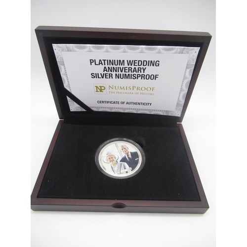 317 - ER.II & HRH The Duke of Edinburgh Platinum Wedding Anniversary Silver proof 2oz NumisProof .925 silv... 