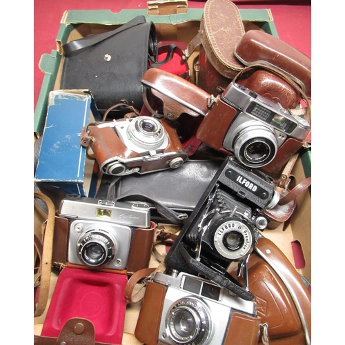 44 - Selection of cameras and binoculars to include Cadet 8x30 binos, Japanese 8x40, Kodak retinette came... 