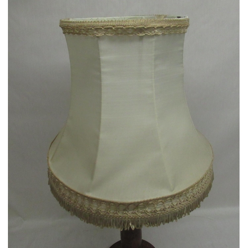 399 - Oak baluster lamp with shade