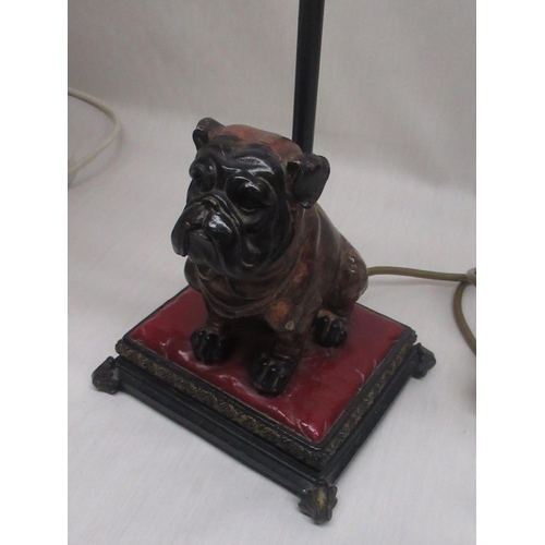 373 - Pair of Tiffany style table lamps (H27cm) together with a figural table lamp and a pug form table la... 