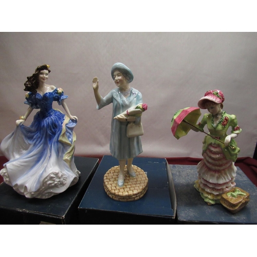 245 - Three Royal Doulton figurines including Rebecca HN4041, Queen Mother HN4086, and British Sporting He... 