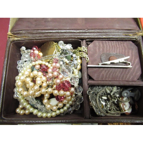 149 - Large collection of costume jewellery including brooches, beads, rings, musical jewellery box, etc