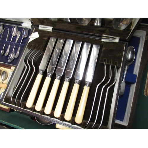 156 - Collection of EPNS and stainless steel cutlery including set of Art Deco fridge spoons, two sets of ... 