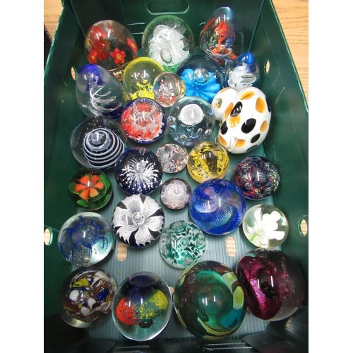 267 - Large collection of assorted glass paperweights, including one by Mdina, another by Caithness (appro... 