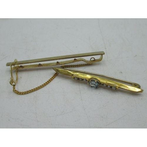 3 - 9ct gold hallmarked tie pin, stamped Italy 9K.375, Edwardian 9ct gold hallmarked seed pearl and blue... 