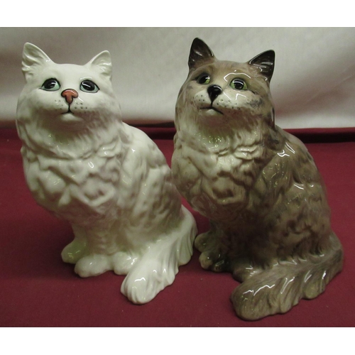 62 - Pair of Beswick Persian cats model 1867 in white and grey/white gloss colourway (2)