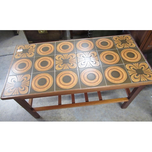 64 - c1970s Retro teak tile top coffee table, W94cm x D48cm x H48cm