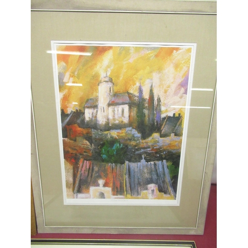 521 - Jill Walker (contemporary) 'Hilltop Houses Barbados', colour print, another study of Bridgetown harb... 