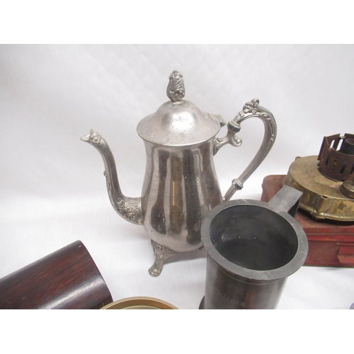 444 - Silver plated coffee pot, pewter 