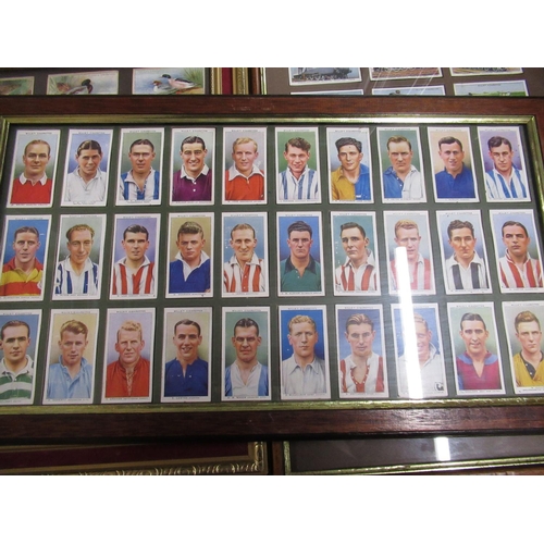 446 - Four framed and glazed mounted cigarette card collections, to include Wills Association Footballers,... 