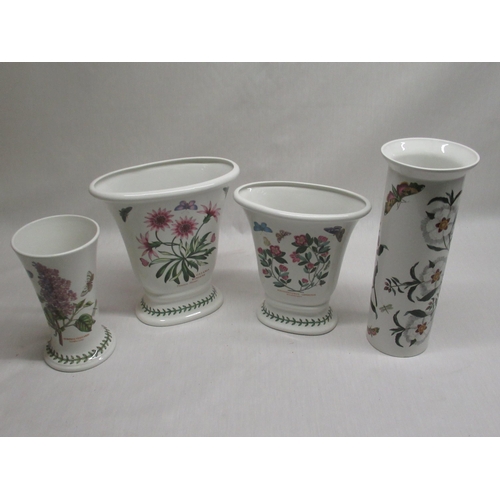 560 - Three Portmeirion Botanic Garden pattern vases, similar vase decorated with flowers and insects (4)