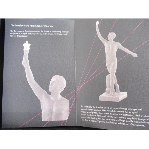 449 - Wedgwood black basalt London 2012 torchbearer figurine in original box with certificate