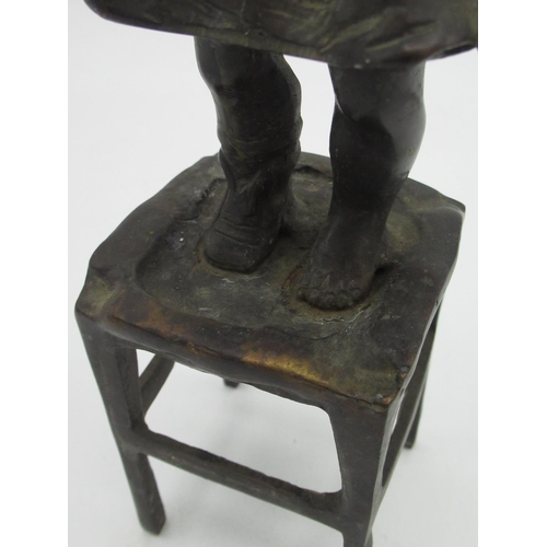 578 - C20th bronze figure in the style of Juan Clara of young girl standing on stool, H30cm