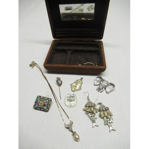 502 - Royal British Legion lapel pin, micro mosaic brooch and small selection of costume jewellery