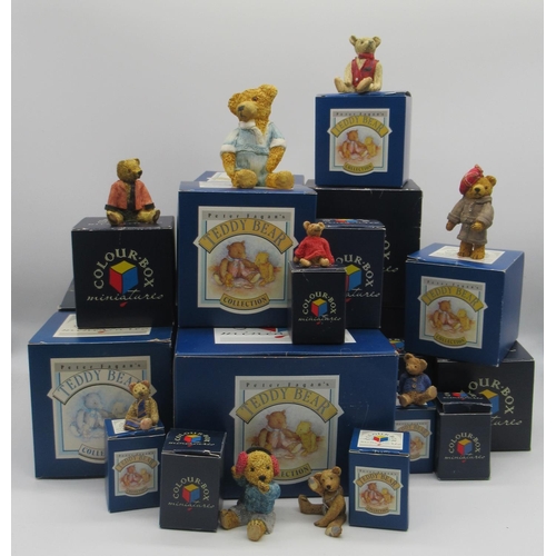 596 - Collection of Colour Box miniature teddy bear figurines of various sizes (20)