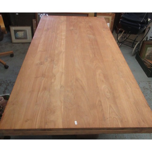 602 - Large pine block dining table, W100cm L200cm H77cm