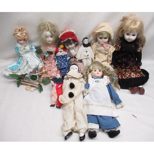 307 - Selection of modern porcelain articulated dolls