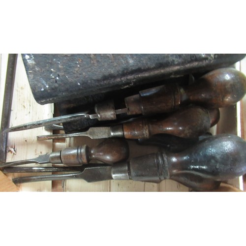 533 - Collection of assorted wood handled screwdrivers and metal clamps