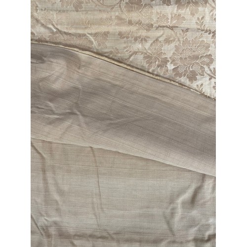 1441 - David Hall Collection - Two pairs of gold damask curtains with beige lining, approx. W120cm L340cm