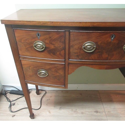 193 - Geo. III style mahogany bowfront kneehole sideboard, with drawer and two doors on square tapered sup... 