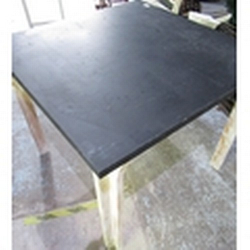 391 - Magnus Olesen - Square café table on laminate angular supports  W82cm D82cm H70cm, and set of six si... 