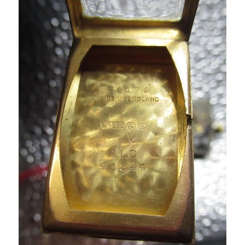 1119 - J W Benson, London, 1930's 9ct gold rectangular cased and wound wrist watch, two piece hinged case o... 