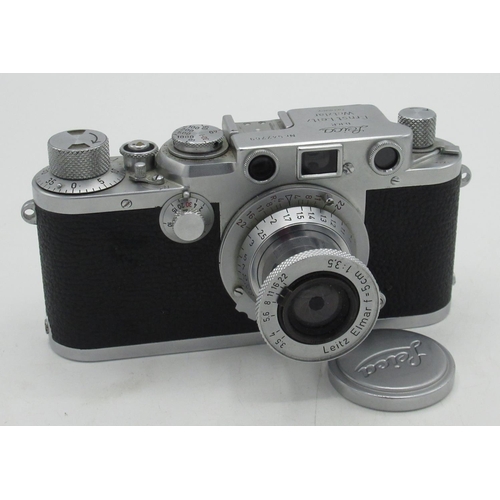 1107 - Leica IIIF 35mm rangefinder camera with Leitz Elmar 5cm 3.5 collapsible lens in chrome finish