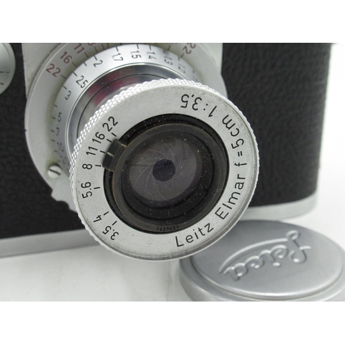 1107 - Leica IIIF 35mm rangefinder camera with Leitz Elmar 5cm 3.5 collapsible lens in chrome finish