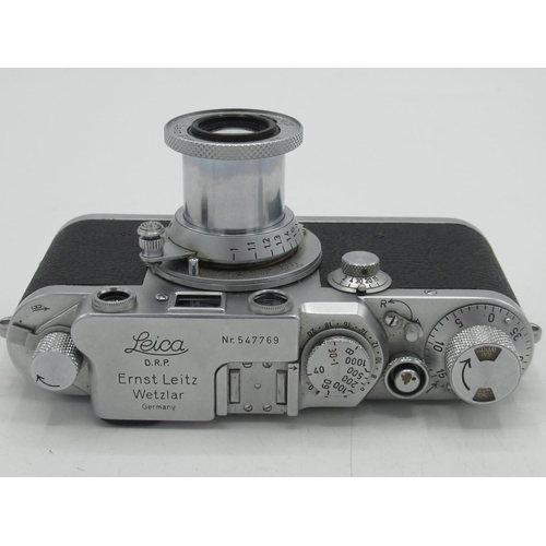 1107 - Leica IIIF 35mm rangefinder camera with Leitz Elmar 5cm 3.5 collapsible lens in chrome finish