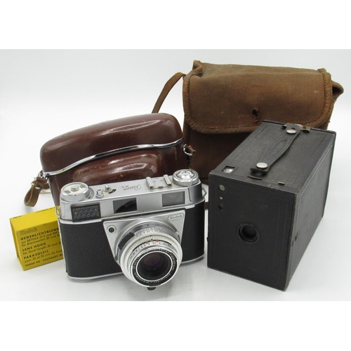 1094 - Kodak boxed Brownie camera with case and a Kodak Retina III S in leather case (2)