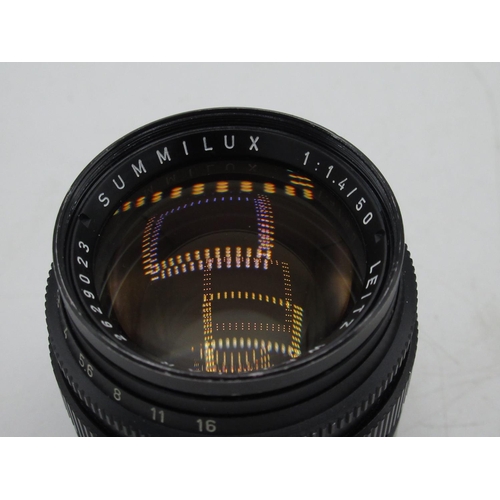 1080 - Leica Summilux 50mm F1.4 M fit lens with associated Leica lens hood