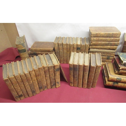 1393 - Large collection of leather bound books in varying states and conditions, including a twenty one vol... 