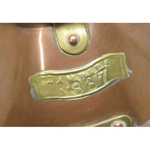 1407 - Early C20th copper ships lamp, brass plaque for R C Murray & Co Ltd, Lampads No. 887 patent No. 5465... 