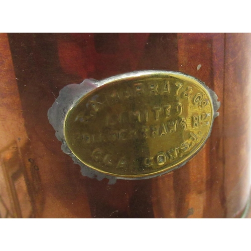 1407 - Early C20th copper ships lamp, brass plaque for R C Murray & Co Ltd, Lampads No. 887 patent No. 5465... 