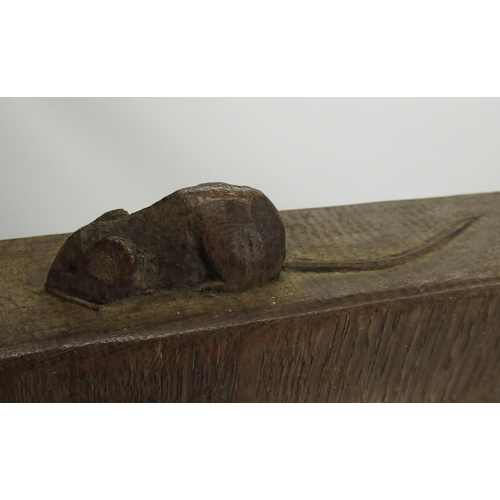 1480 - Robert Mouseman Thompson - Long oak shelf or mantel, adzed top with rounded corners, carved with sig... 