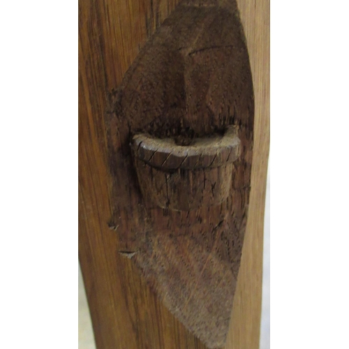 1479 - Yorkshire Oak - Telephone seat of panelled construction with adzed top and lion carved panel door on... 