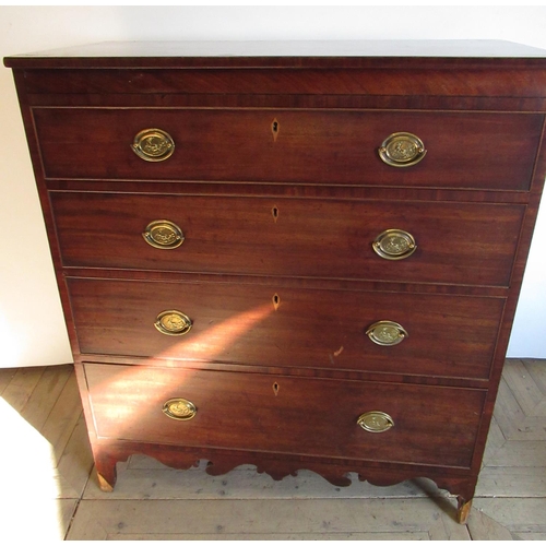 1536 - Regency mahogany chest, crossbanded and boxwood strung top above four long graduated cockbeaded draw... 