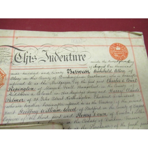 153 - Collection of C19th deeds and indentures, some of local interest, Whitby etc