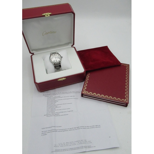 1114 - Cartier Ronde Solo 36mm quartz wristwatch with date, stainless steel case on matching H link bracele... 