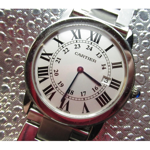 1114 - Cartier Ronde Solo 36mm quartz wristwatch with date, stainless steel case on matching H link bracele... 