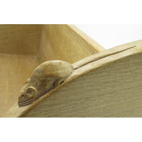 1497 - Robert Mouseman Thompson - Oak book trough, curved ends carved with signature mouse, W46cm D21cm H20... 