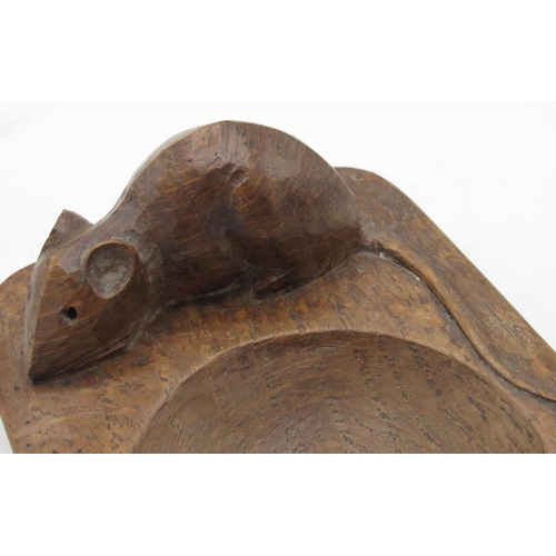 1500 - Robert Mouseman Thompson - Rectangular oak ashtray, carved with signature mouse, W10cm D7.5cm H4.5cm