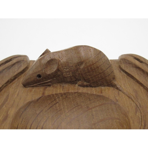 1503 - Robert Mouseman Thompson - Oak Horseshoe ashtray with raised border, carved with signature mouse, W1... 