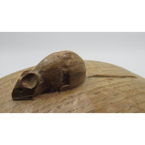 1505 - Robert Mouseman Thompson - Adzed oak circular fruit bowl, carved with signature mouse, D25cm