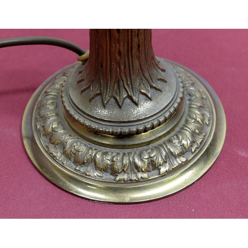 1411 - Beal House Collection - Regency style brass table lamp, slender fluted column with beaded sconce on ... 