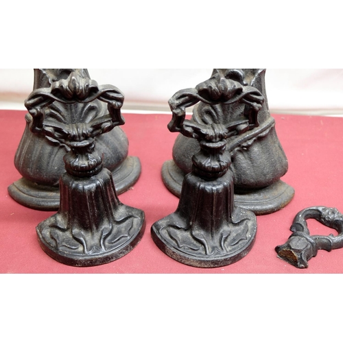 1414 - Beal House Collection - Pair of Victorian Archibald Kenrick & Sons cast iron doorstops, part fluted ... 